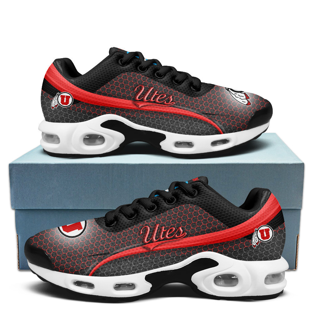 Utah Utes Personalized Name Team Colors Wave Line Beehive Pattern TN Shoes Air Cushion Sneakers