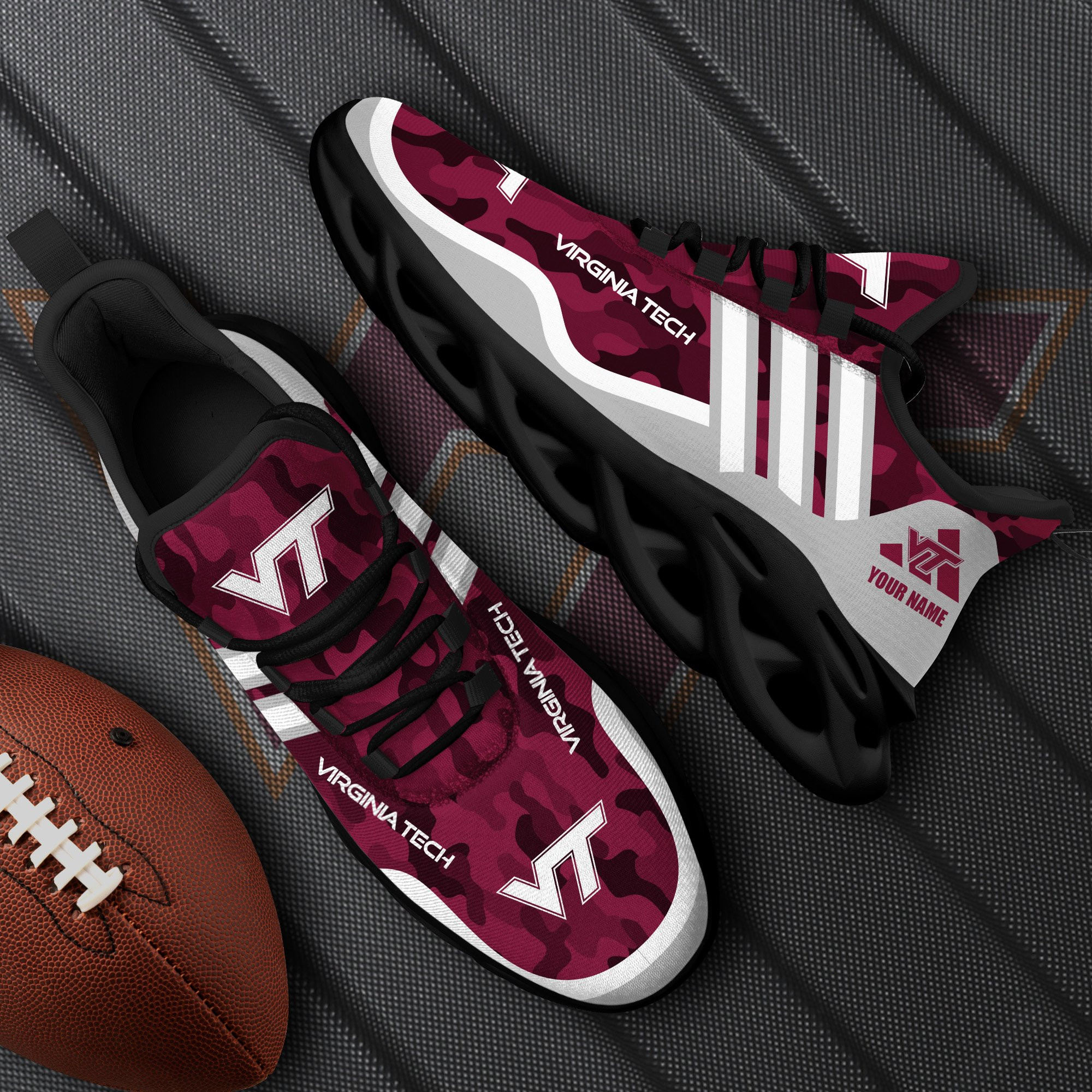 Virginia Tech Hokies Black Max Soul Shoes 2026 Versions Custom Name 466
