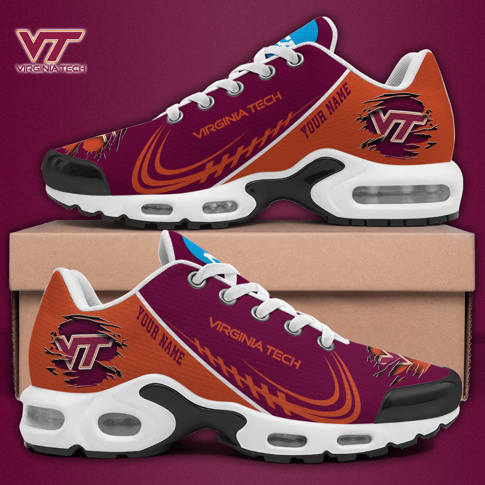 virginia tech hokies tn shoes 2026 version custom name 5622 6oofj