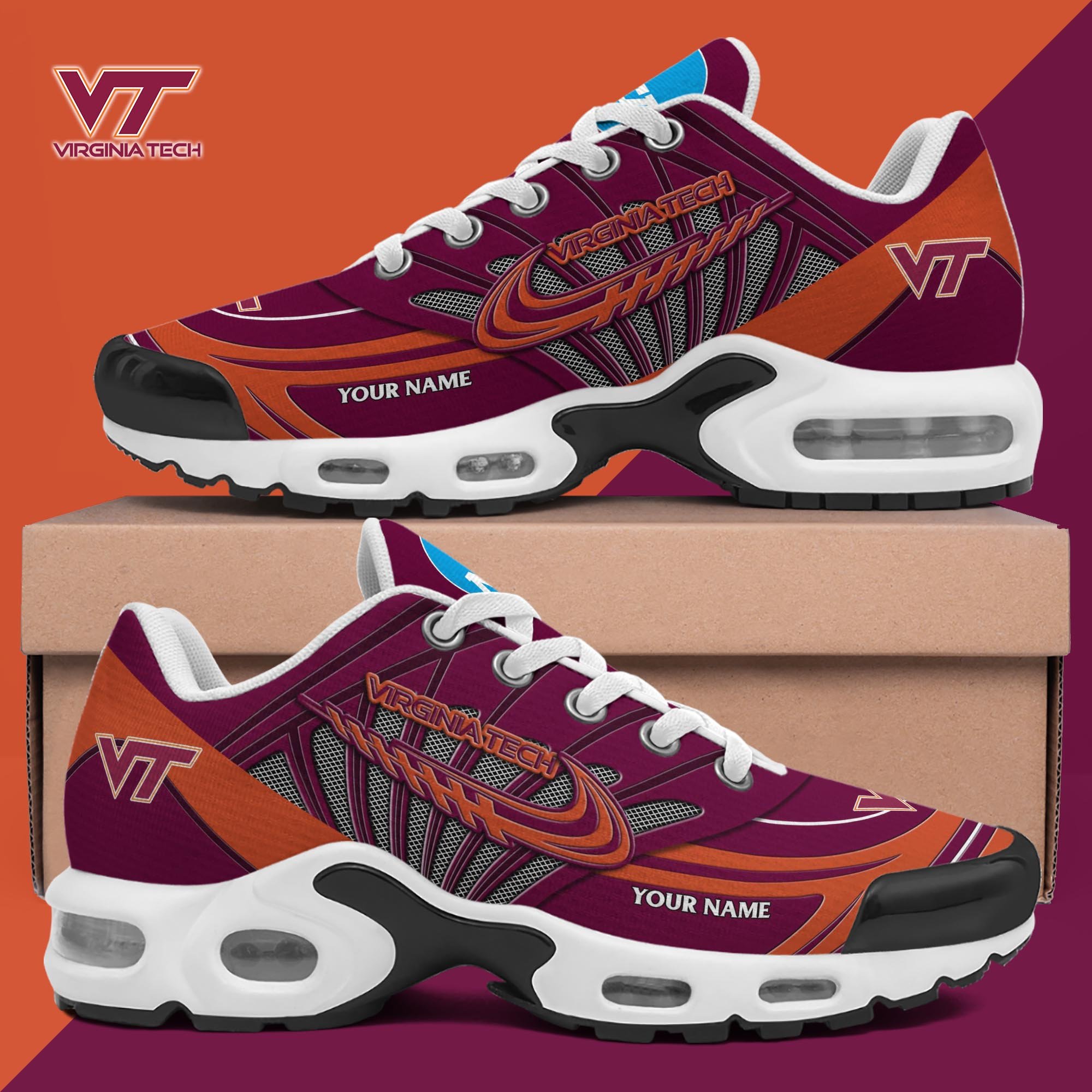 Virginia Tech Hokies TN Shoes 2026 Version Custom Your Name 594