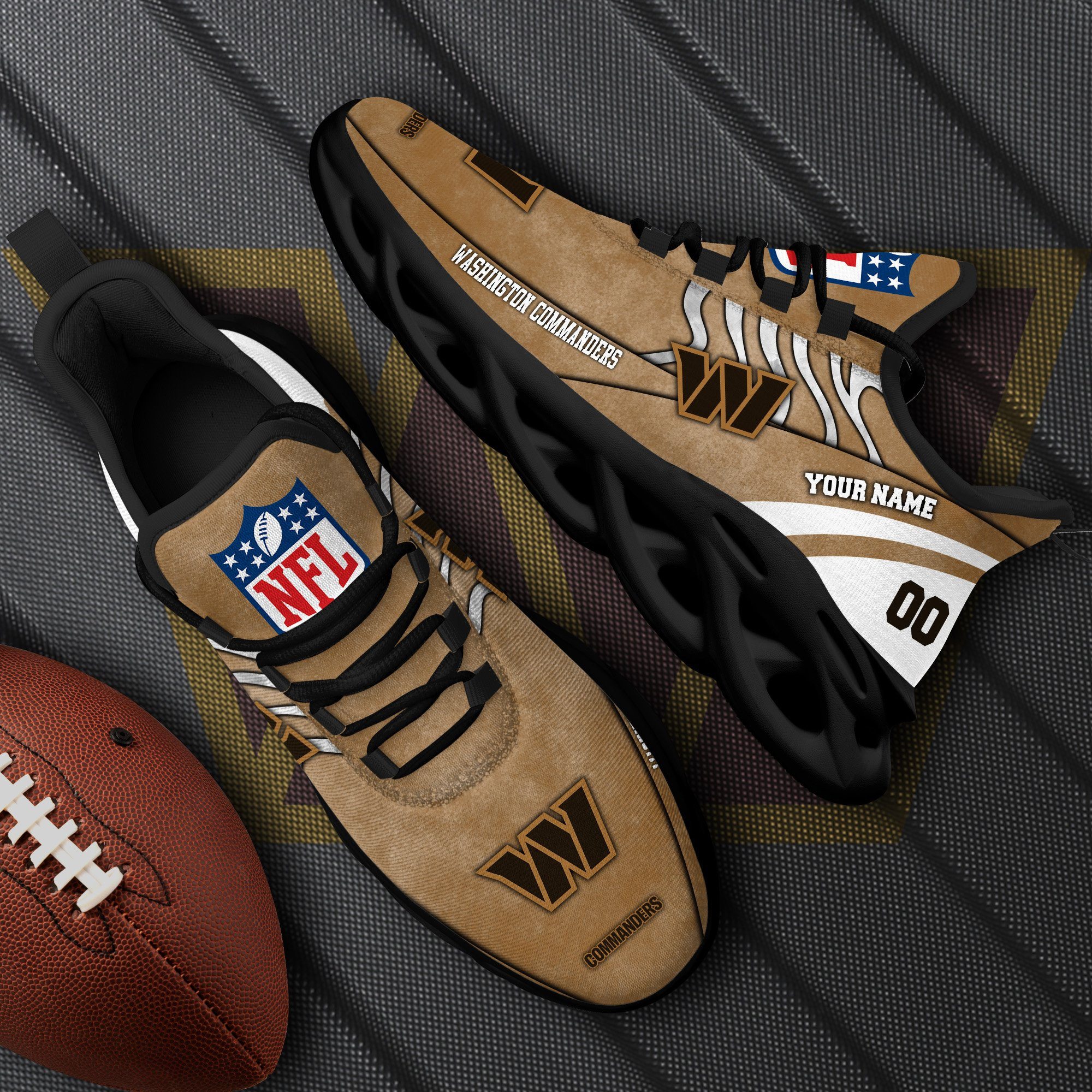Washington Commanders Black Max Soul Shoes 2026 Versions Custom Your Name And Number 264