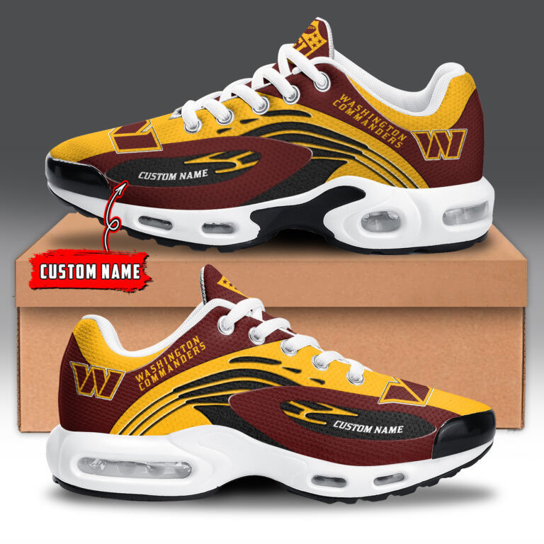 Washington Commanders Personalized Name Team Logo Mix Colors Wave Line TN Shoes Air Cushion Sneakers