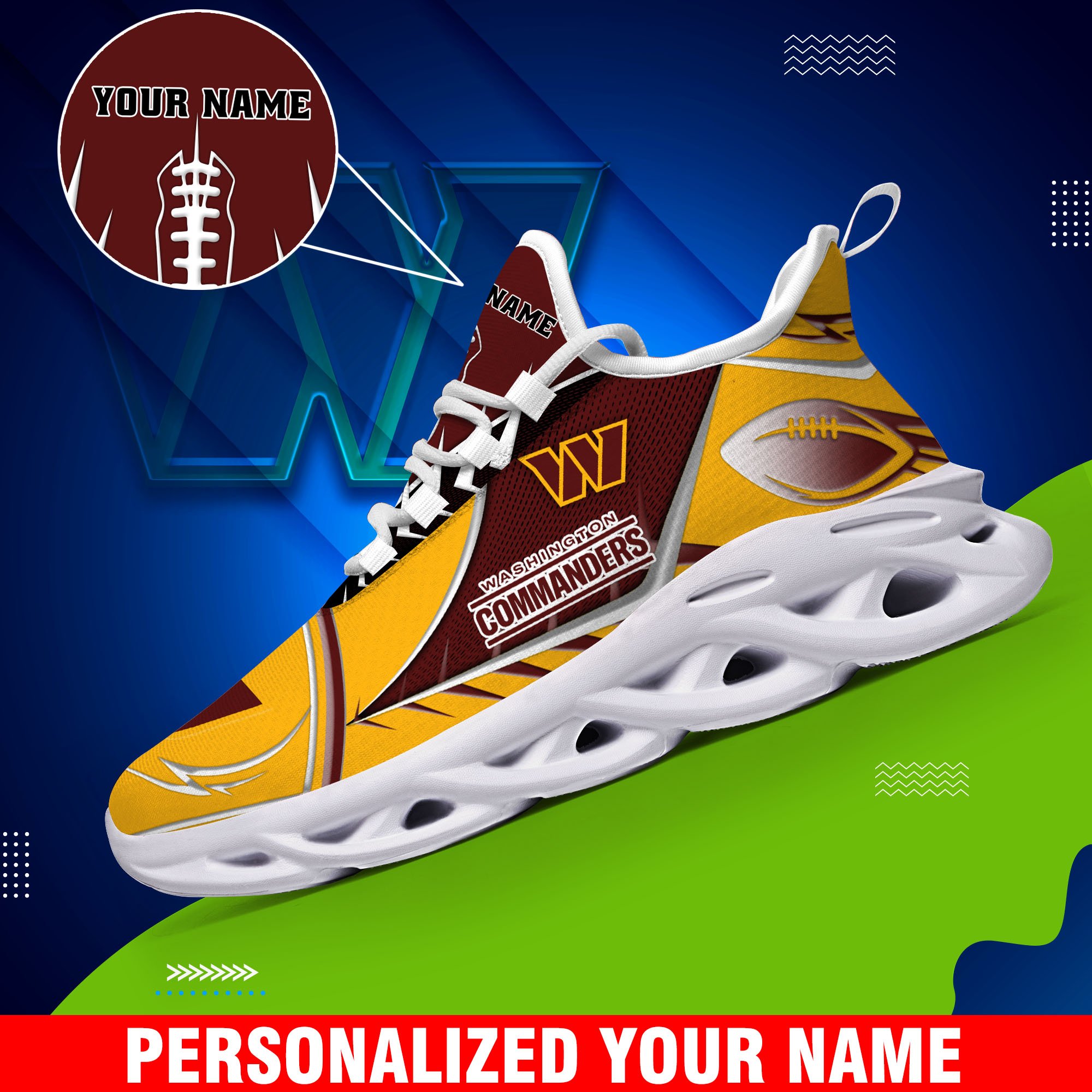 Washington Commanders Sport White C Sneakers 2026 Version Personalized Your Name 528