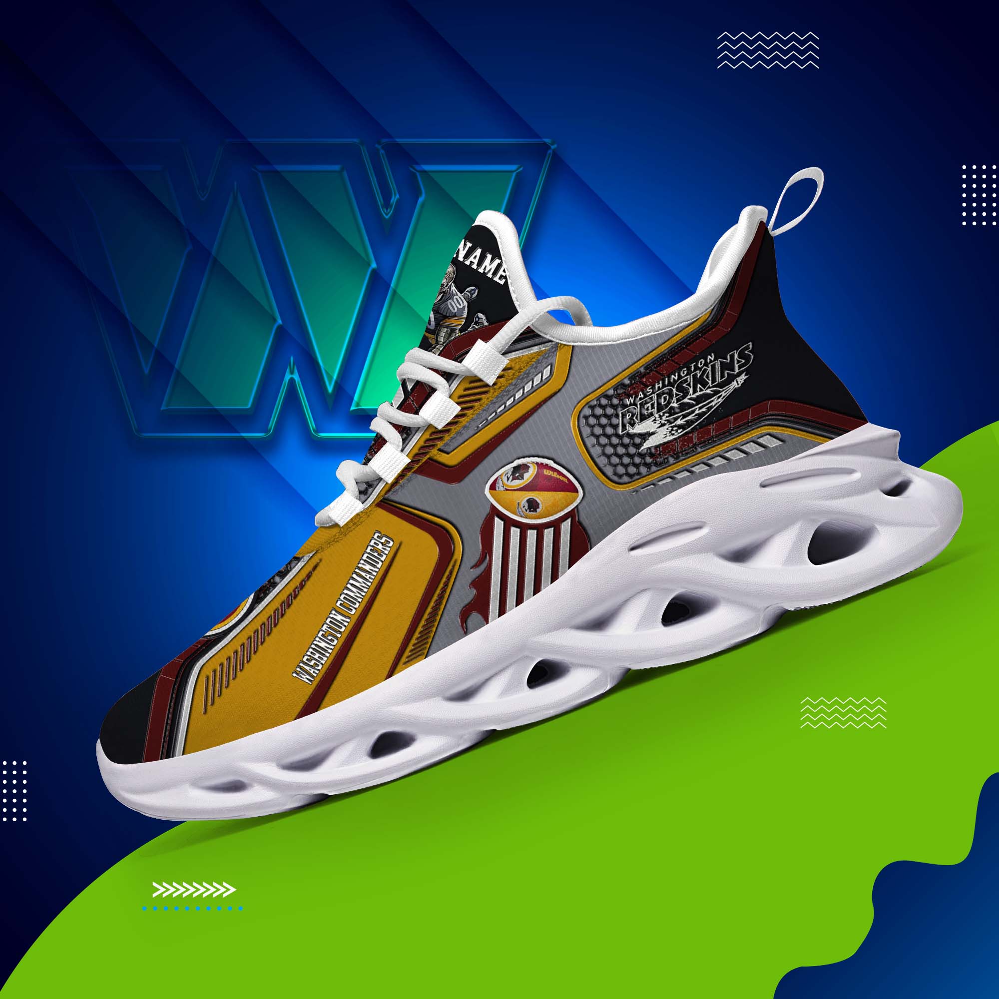 Washington Commanders White C Sneakers 2026 Version Personalized Your Name, Sport Sneakers , Sport Gifts PH605