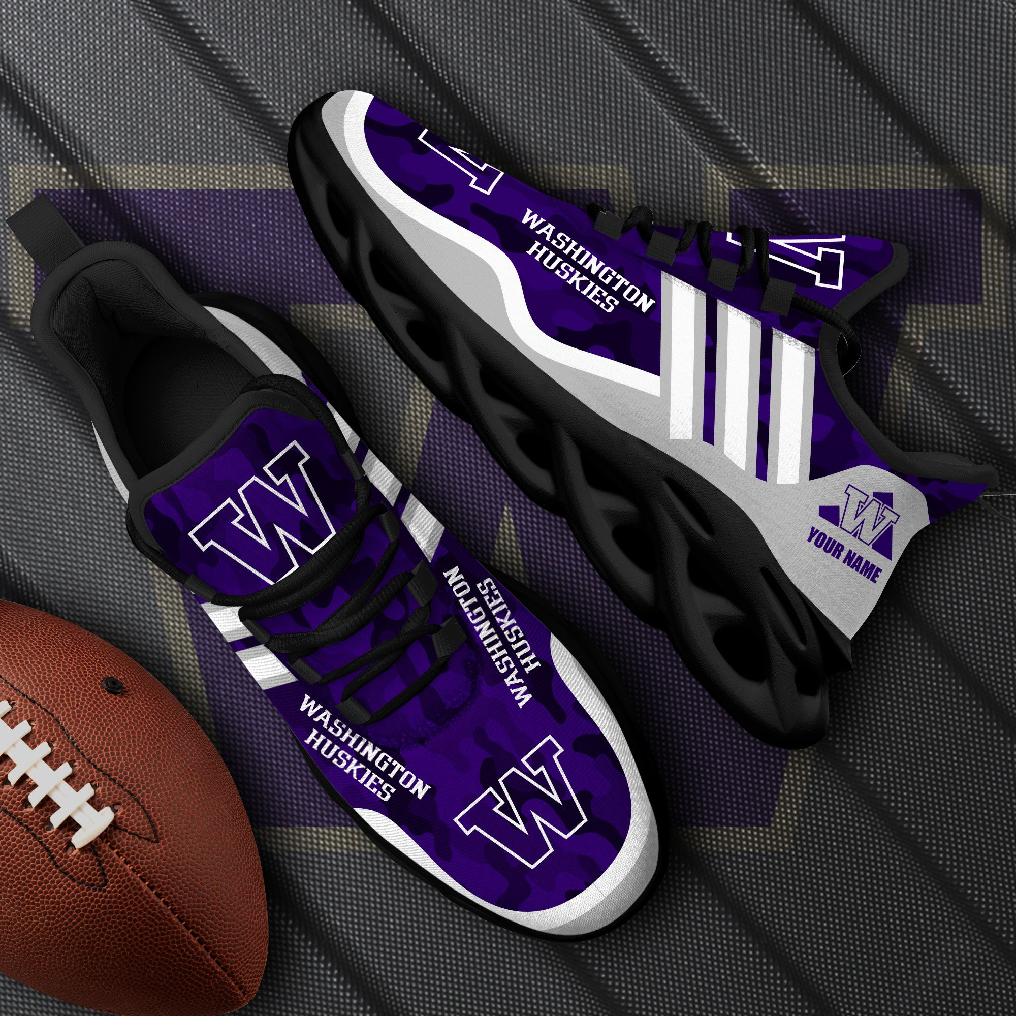 Washington Huskies Black Max Soul Shoes 2026 Versions Custom Name 466