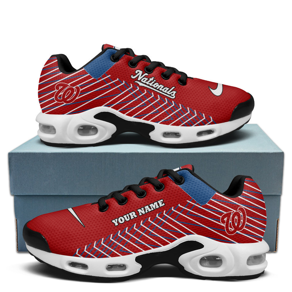 Washington Nationals Personalized Name Team Colors Jagged Lines TN Shoes Air Cushion Sneakers