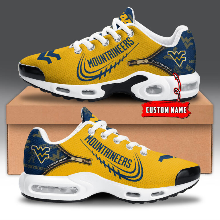 West Virginia Mountaineers Personalized Name Team Logo Mix Colors Zipped Line TN Air Max Shoes Air Cushion Sneakers