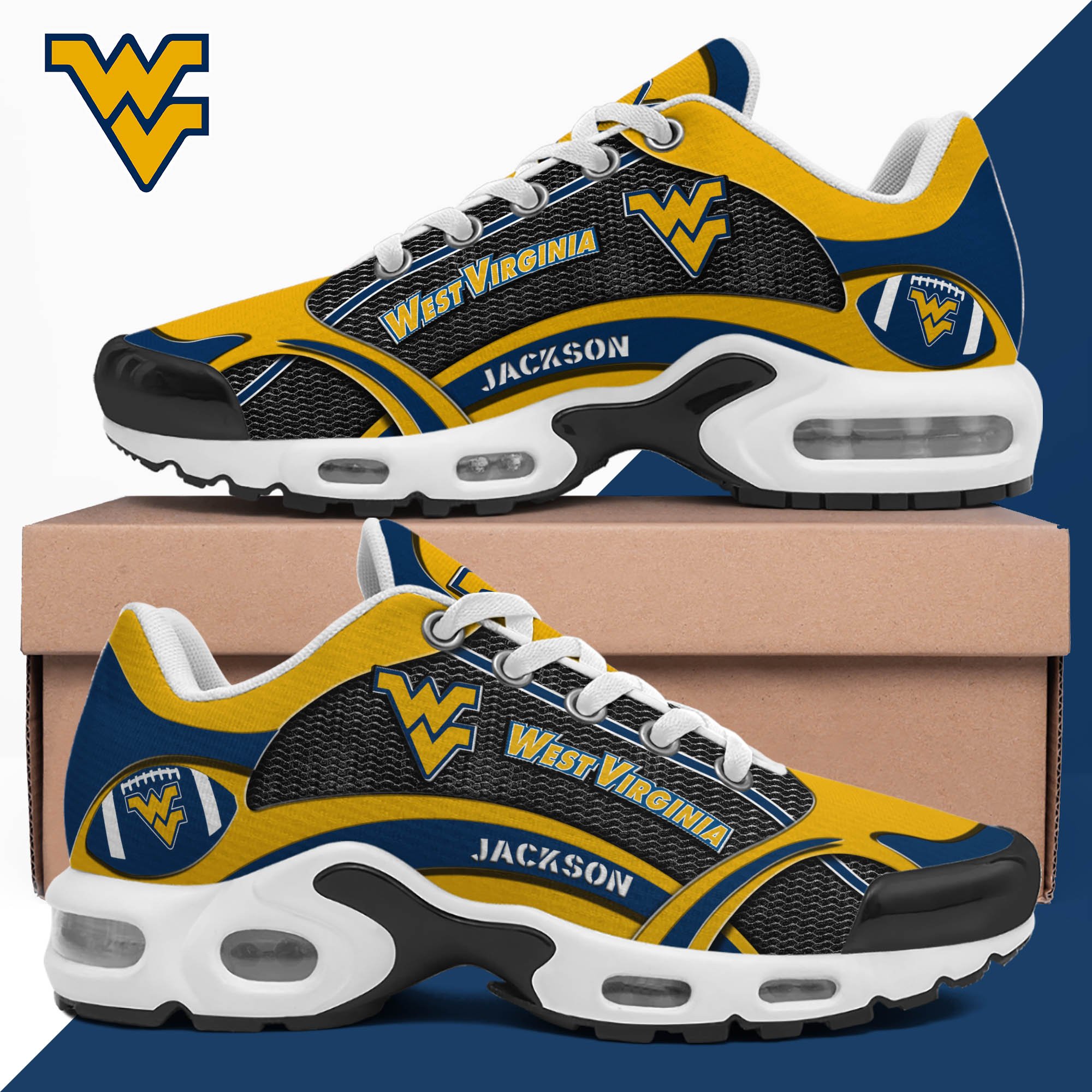 West Virginia Mountaineers Team TN Shoes 2026 Version Custom Name 889