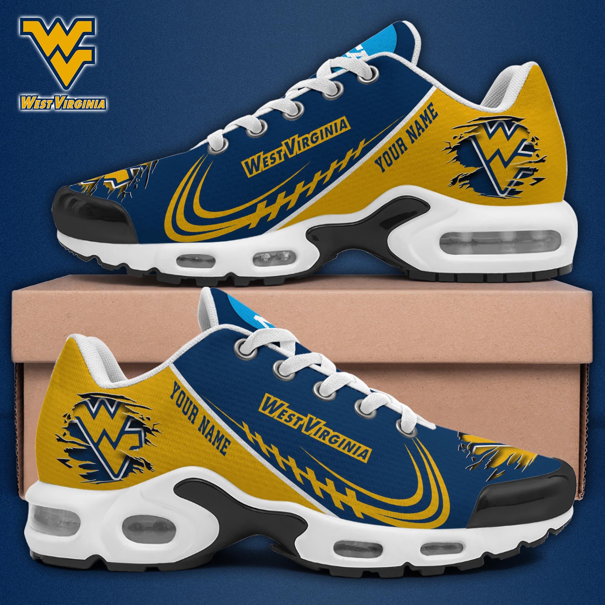 West Virginia Mountaineers TN Shoes 2026 Version Custom Name 