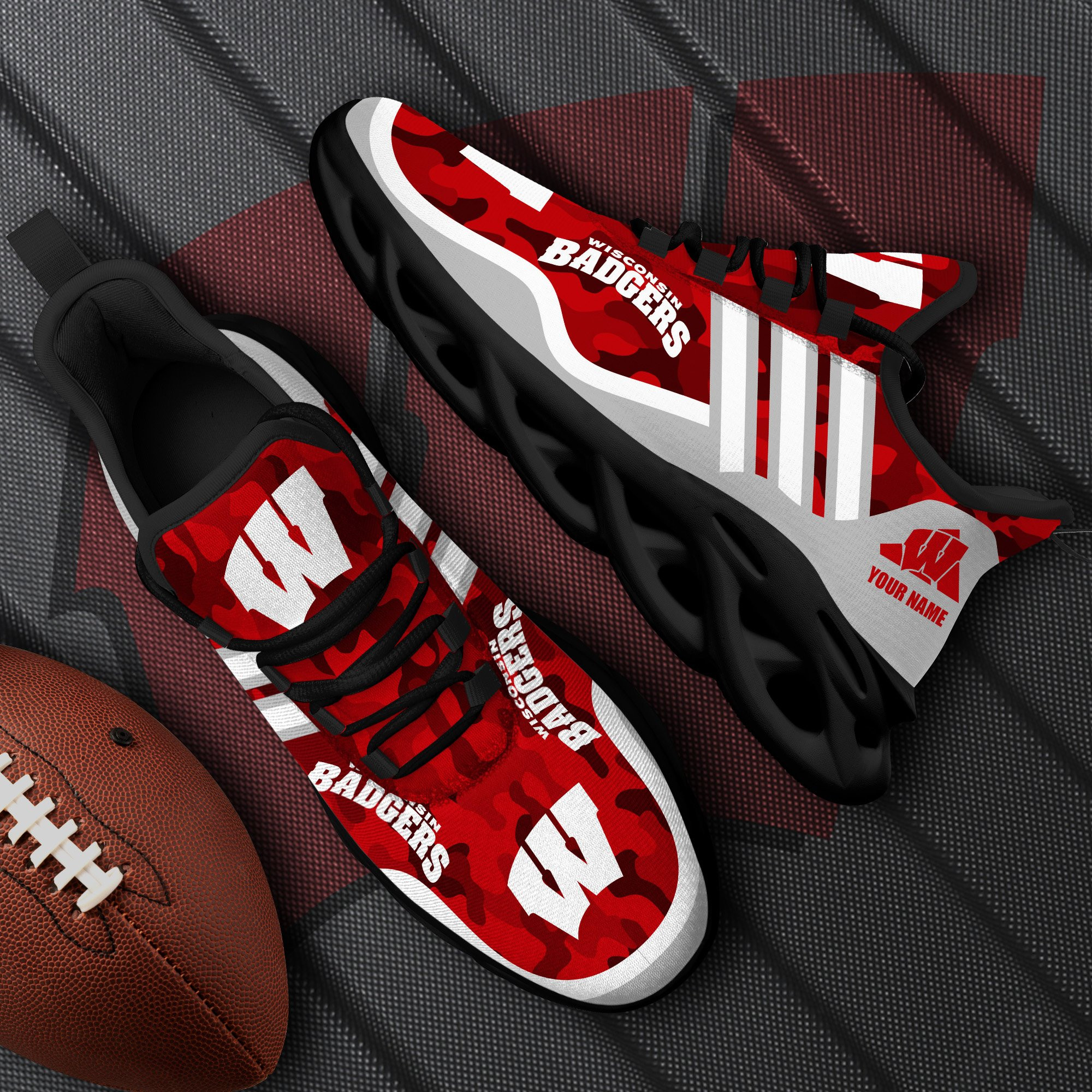 wisconsin badgers black max soul shoes 2026 versions custom name 466 8411 3si82