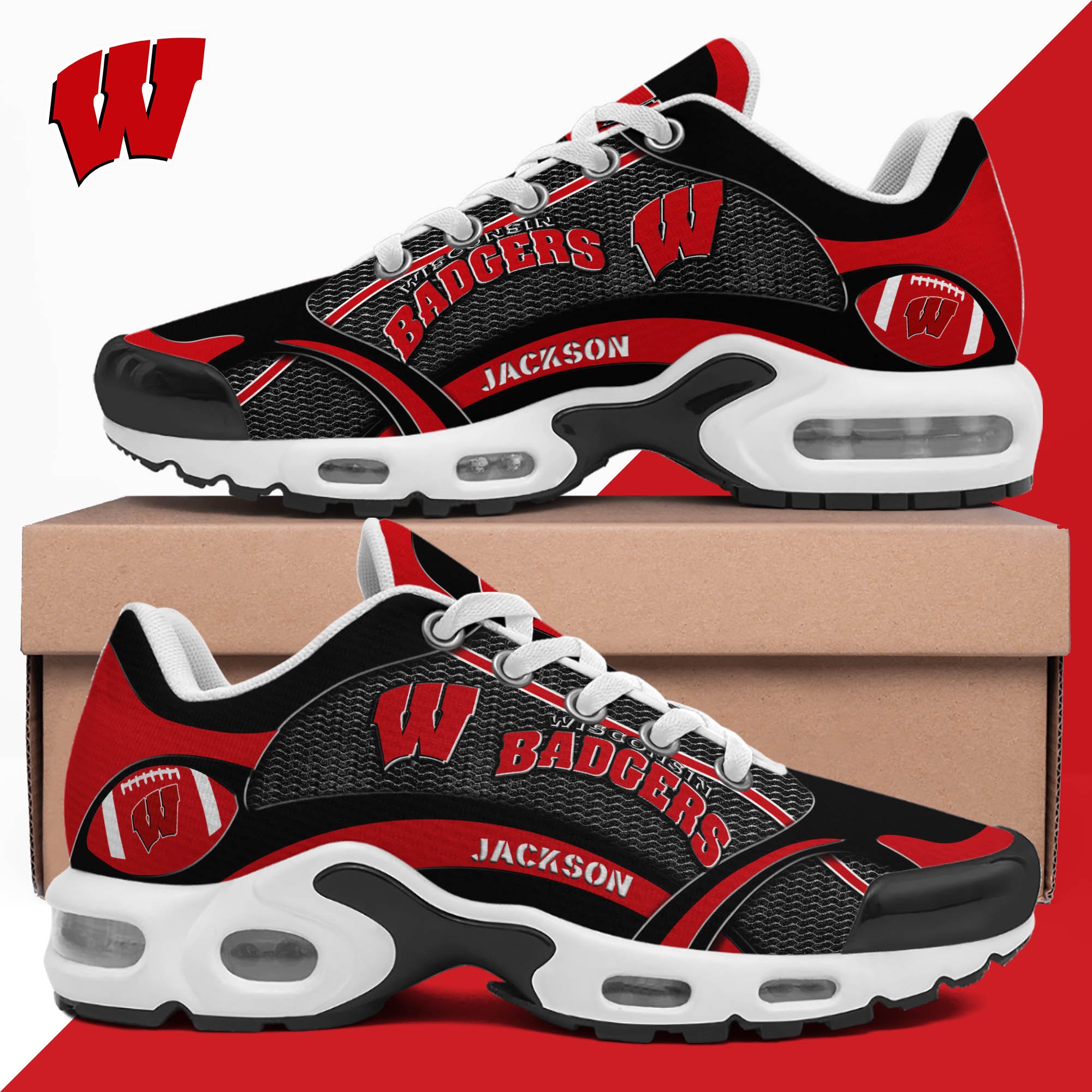 Wisconsin Badgers Team TN Shoes 2026 Version Custom Name 889