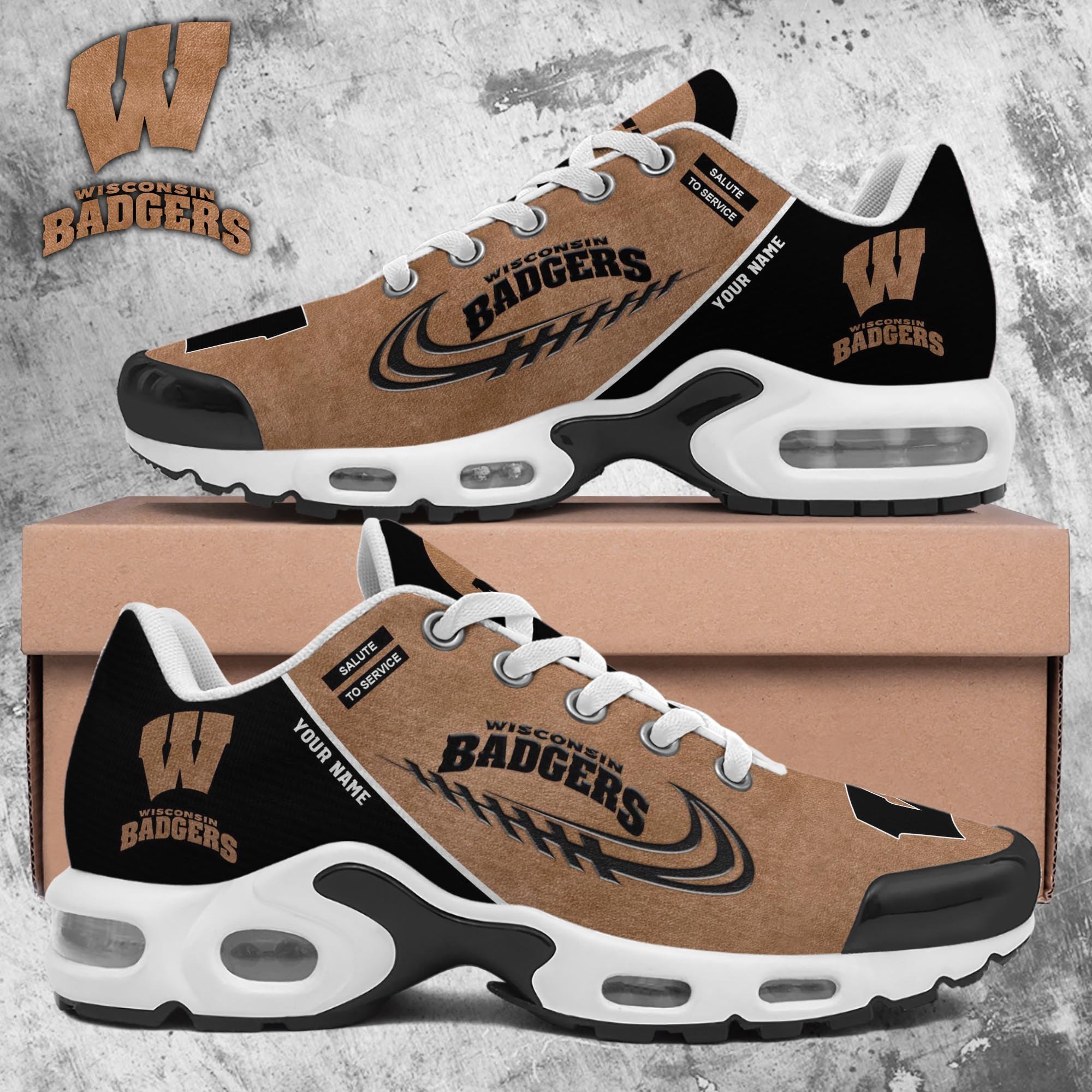 Wisconsin Badgers TN Shoes 2026 Version Custom Name, Shoes For Football Fans, Fan Gifts PH637