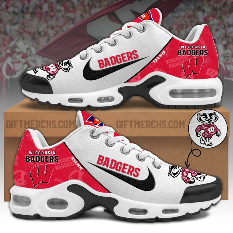 Wisconsin Badgers TN Shoes 2026 Version Custom Name, Shoes For Sport Fan, Sport Gifts PH270