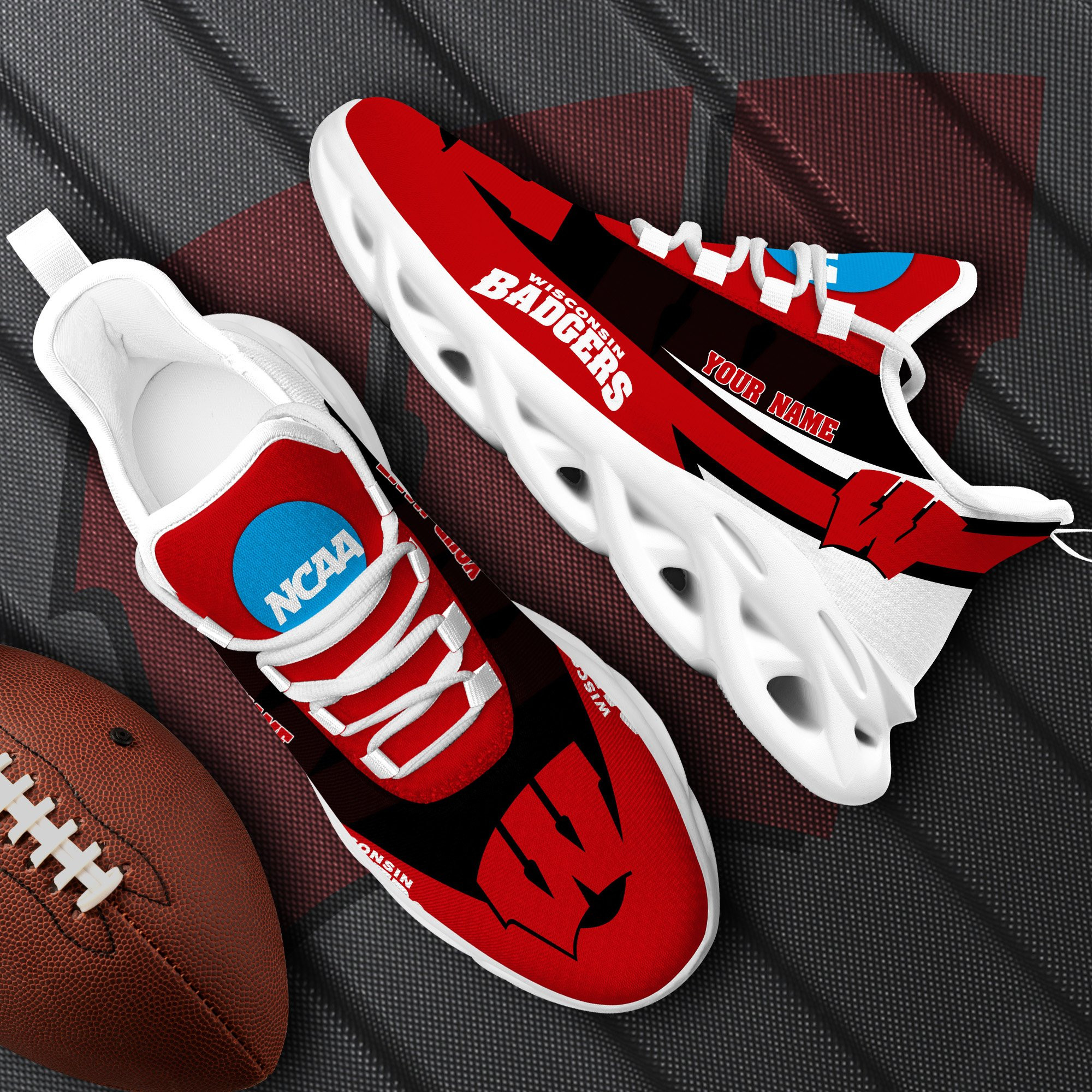 Wisconsin Badgers White Max Soul Shoes 2026 Versions Custom Your Name, Sports Gift For Fan PH019